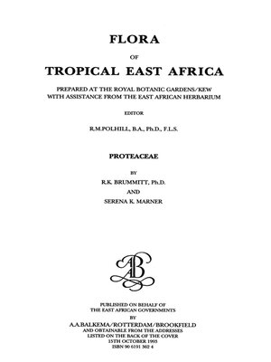 cover image of Flora of Tropical East Africa--Proteaceae (1993)